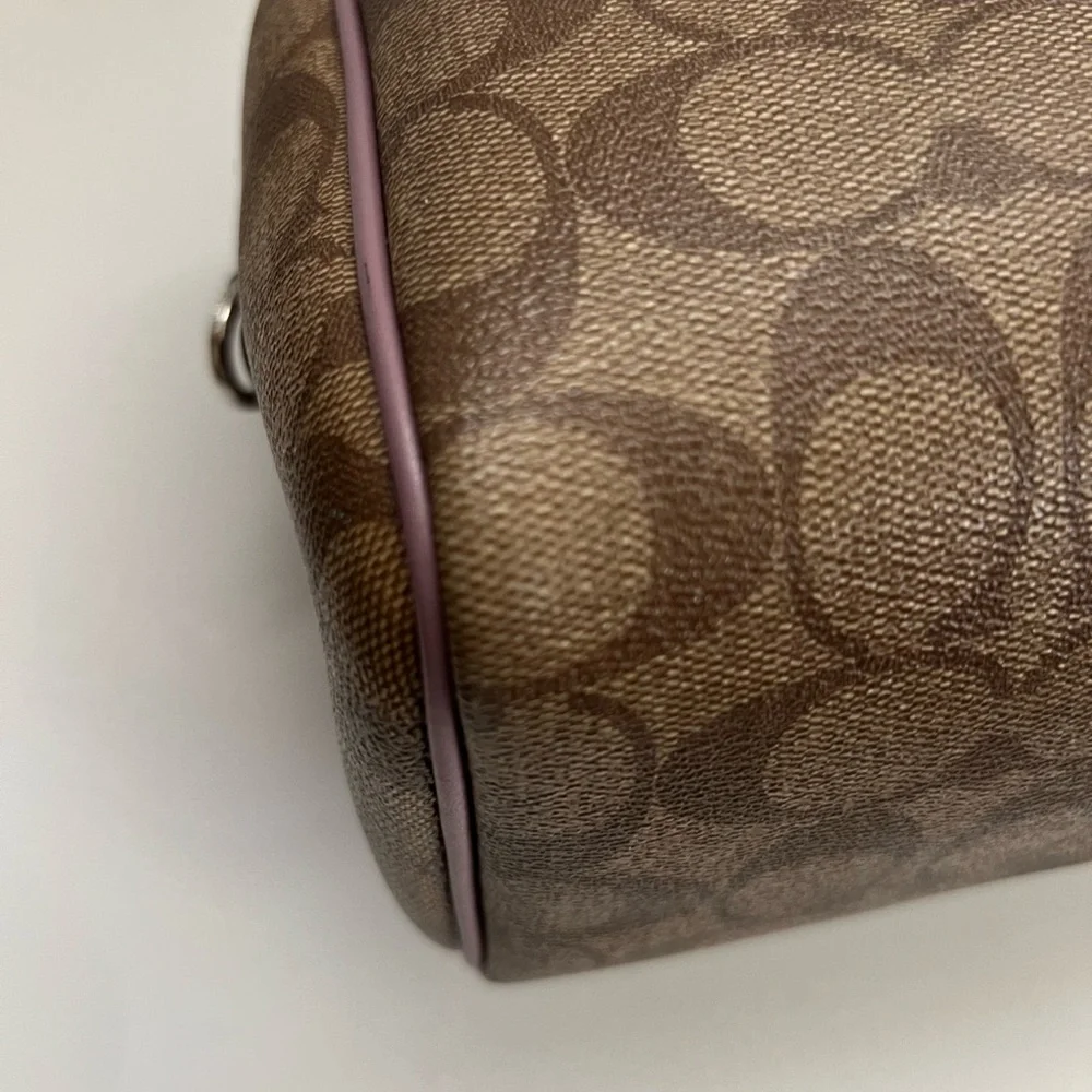 Coach Small Rowan CC signature brown and Lilac trim Crossbody Bag - Picture 12 of 15